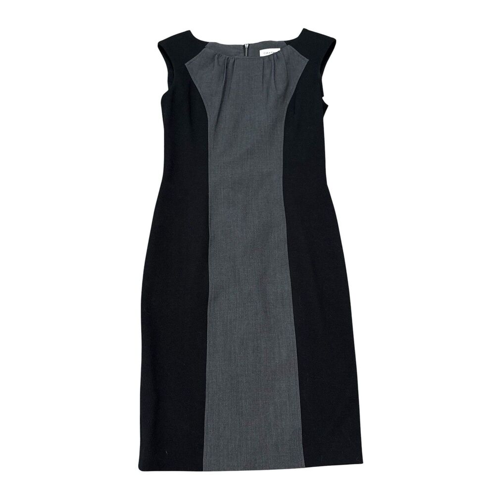 Calvin Klein Black Gray Career Sheath Dress Size 4